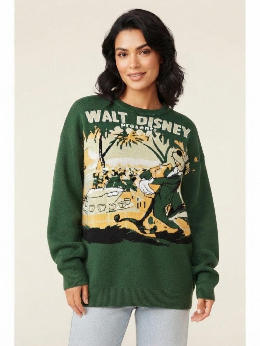 Disney Mickey Mouse Walt Disney Presents Intarsia Sweater 2X Green